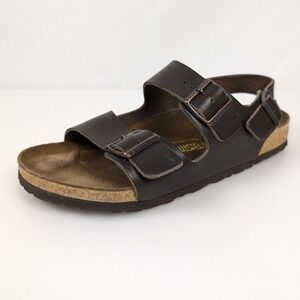 Birkenstock Milano Habana Brown Leather Heel Strap Sandals Men 8 Women 10 EU 41